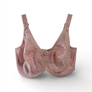 Goddess Pink Lace Bra 34J Underwire Full Coverage Supportive Plus Size Lingerie